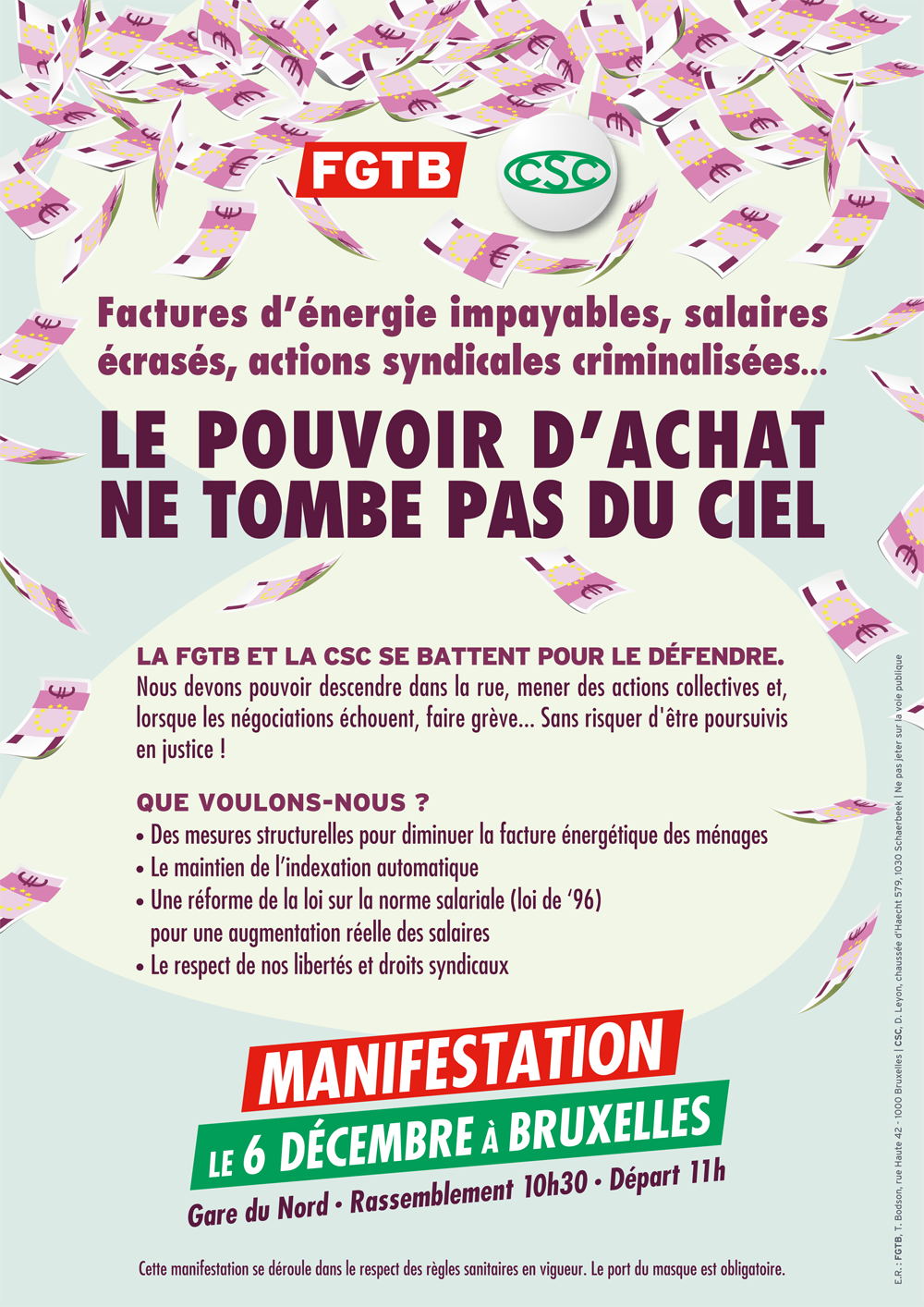 Manifestation en front commun // Le pouvoir d'achat ne tombe pas du ciel