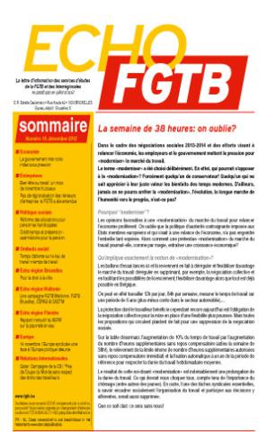 Echo FGTB n°10 - 2012 Echo FGTB n°10 - 2012