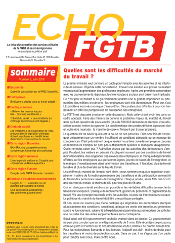 Echo FGTB n°6 - 2018 Echo FGTB n°6 - 2018